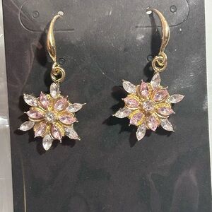 Elegant Pink and White Flower Earrings
